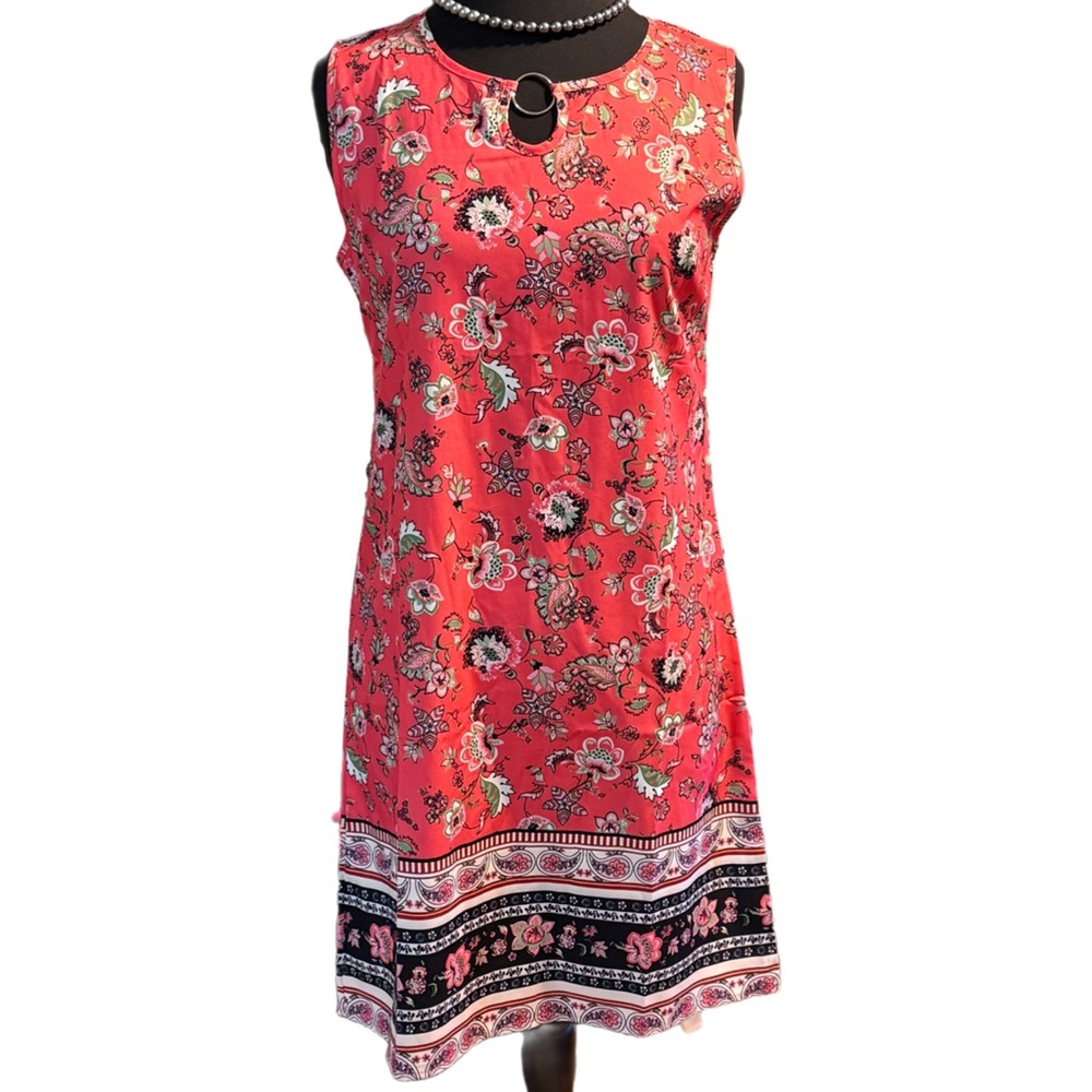 🌺 Pink Floral Sleeveless Dress – Size M